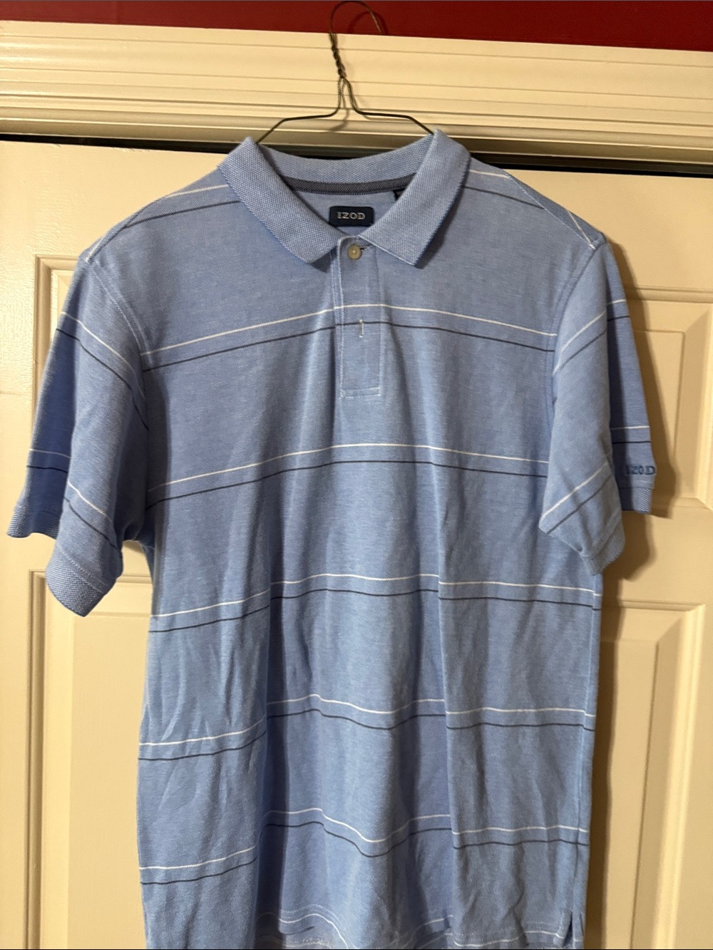 Izod Light Blue Polo with White Stripe Detail